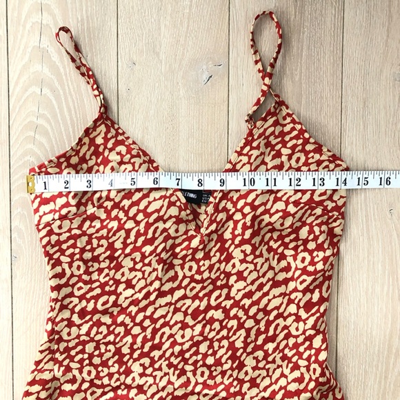 Pretty Little Thing Red Leopard Frill Hem Midi Dress Size 4 - Picture 2 of 12